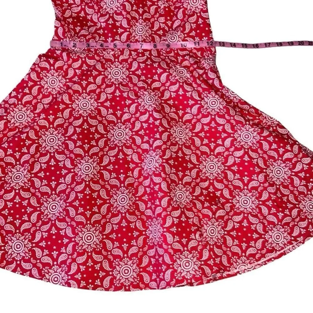 Marvel Her Universe Red White Captain America Paisley Dress Avengers Girls Sz M